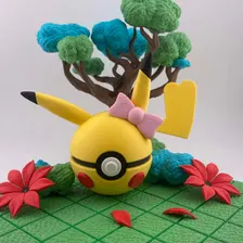 3D Printed Female Pikachu Pokeball | Kawaii Pokemon Decor