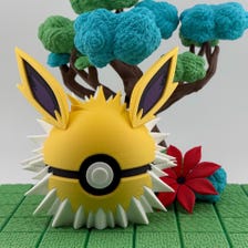 3D Printed Jolteon Pokeball | Handmade Pokemon Decor Piece