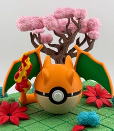 Handmade 3D Printed Charizard Pokeball | Pokemon Decor