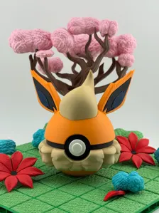3D Printed Flareon Pokeball | Pokemon Decor Piece