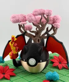 3D Printed Shiny Charizard Pokeball | Pokemon Decor