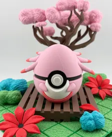 Chansey Pokeball | 3D Printed | Pokemon Collectors Gift | Handmade Cute Chansey Pokeball Display & Decor Piece | N3D Licensed