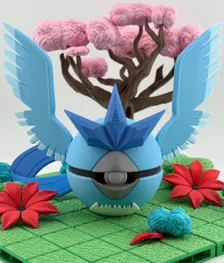 Articuno Pokeball | 3D Printed | Pokemon Collectors Gift | Legendary Articuno Pokeball Display & Decor Piece | N3D Licensed
