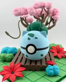 Bulbasaur Pokeball | 3D Printed | Pokemon Collectors Gift | Handmade Bulbasaur Pokeball Display & Decor Piece | N3D Licensed
