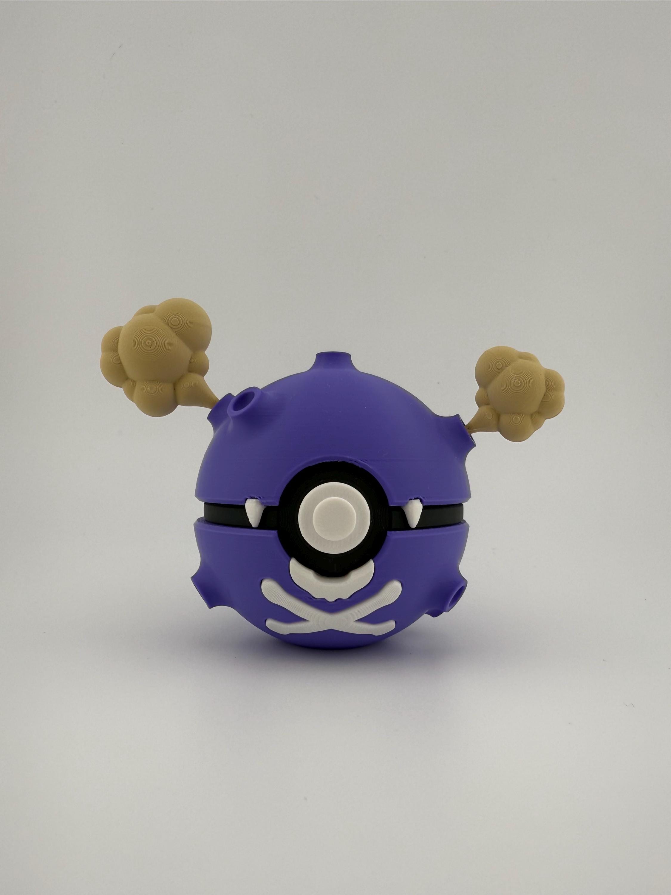 Koffing and Wheezing Pokeball | 3D Printed | Pokemon Collectors Gift | Koffing Wheezing Pokeball Display & Decor Piece | N3D Licensed
